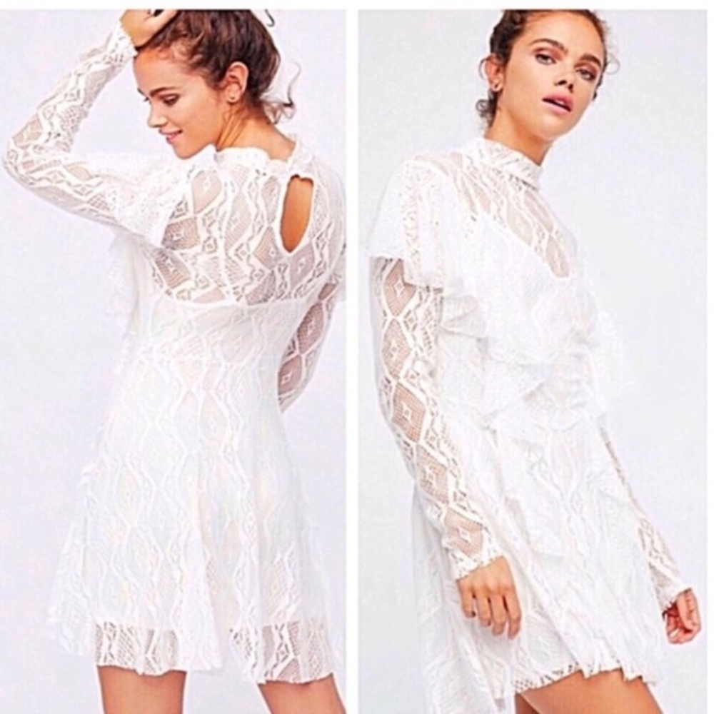 New! Free People Mock Neck Lace Dress
